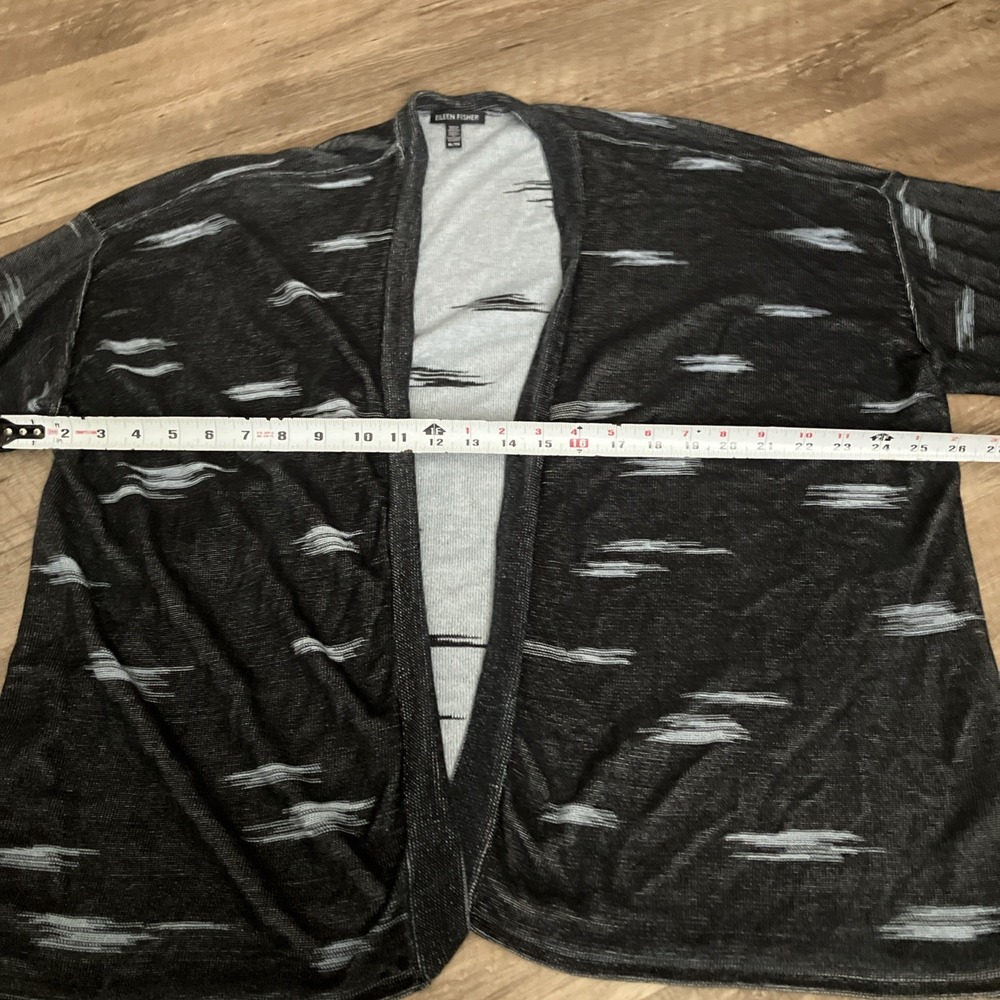 Eileen Fisher Cardigan Sweater Jacket XL Charcoal Open Front Aztec - Picture 4 of 7